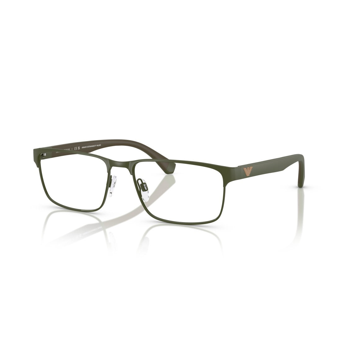 Emporio Armani 0Ea1105 Rectangular Matte Metal Eyeglasses With Adjustable Nose Pads