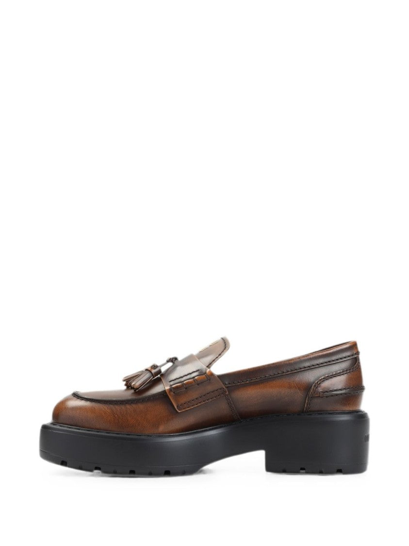 Miu Miu Black Polished Leather Tassel Loafers