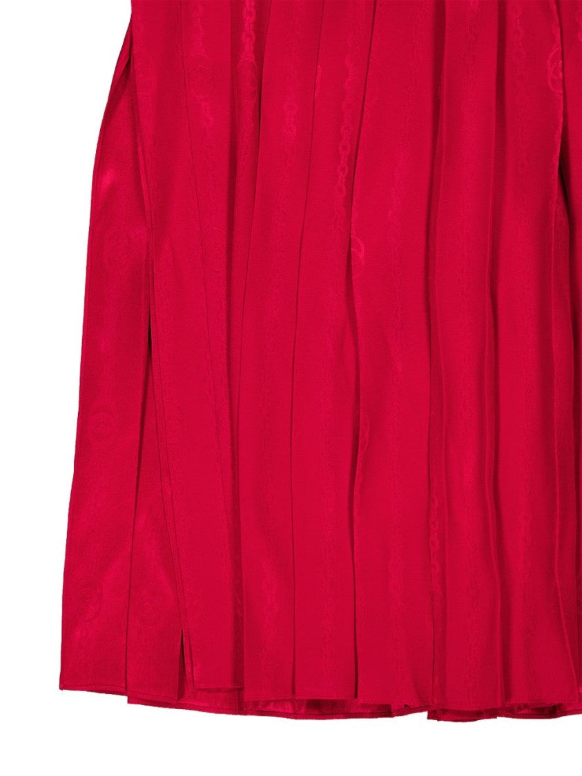 Gucci Textured Tonal Pattern Pleated Silk Skirt