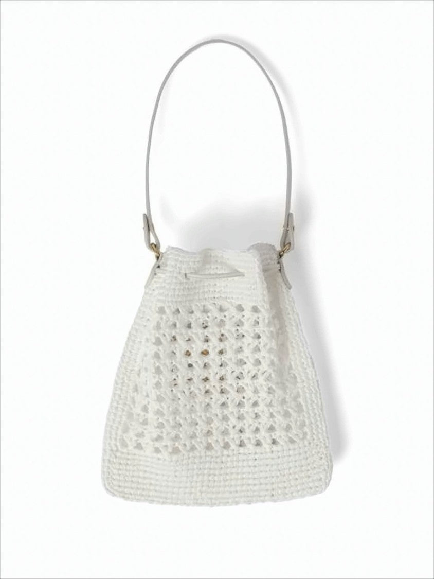 Miu Miu Structured White Crochet Tote Bag