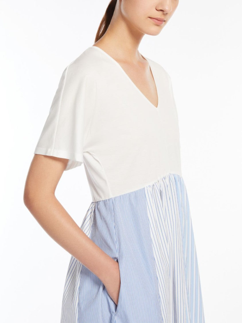 Max Mara Voluminous Maxi Dress With Decorative Stripes