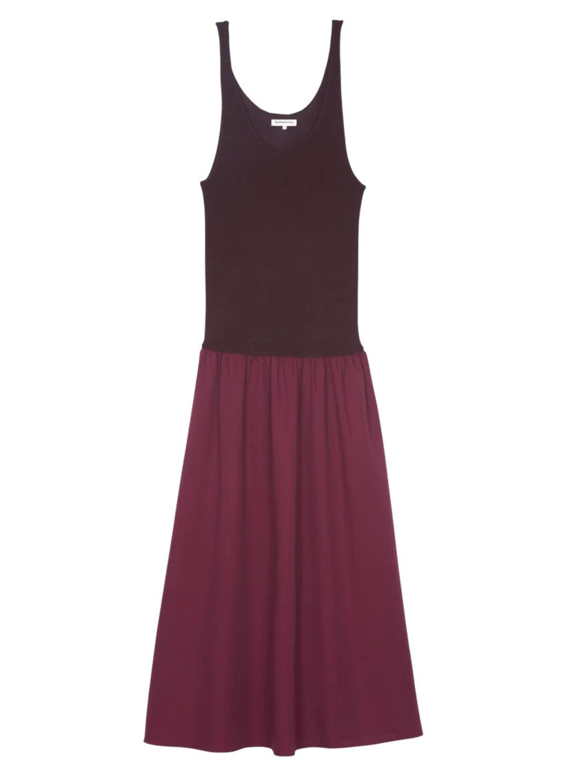 The Frankie Shop Burgundy Viscose-Blend Low Waisted Midi Dress