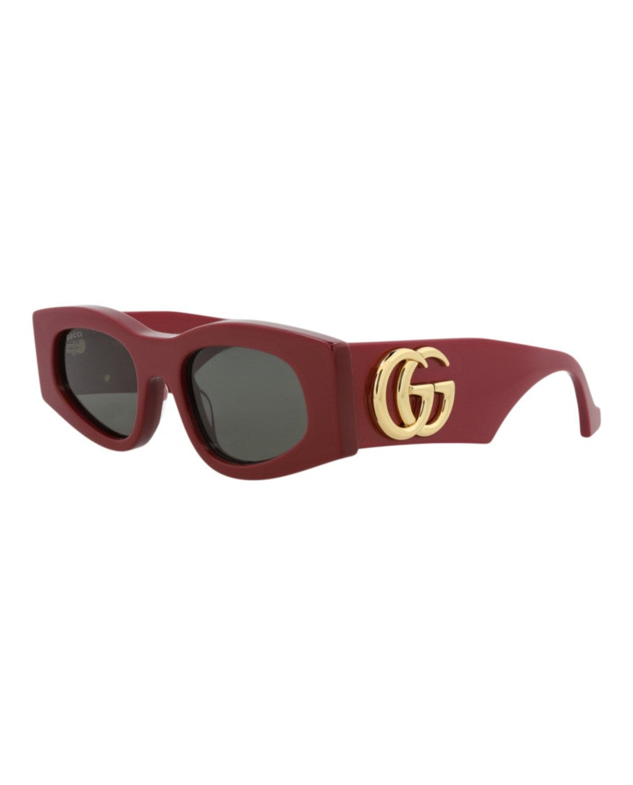 Gucci Square-Frame Sunglasses In Recycled Acetate With Gold Accents