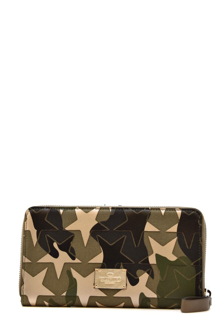 Valentino Garavani Military Green Camouflage Star Print Fabric Shoulder Bag