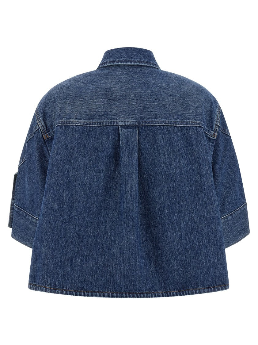 Givenchy Cropped Denim Shirt With Pointed Collar