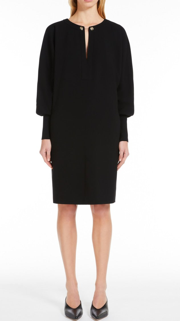 Max Mara Knee-Length Black Dress With Puffed Sleeves