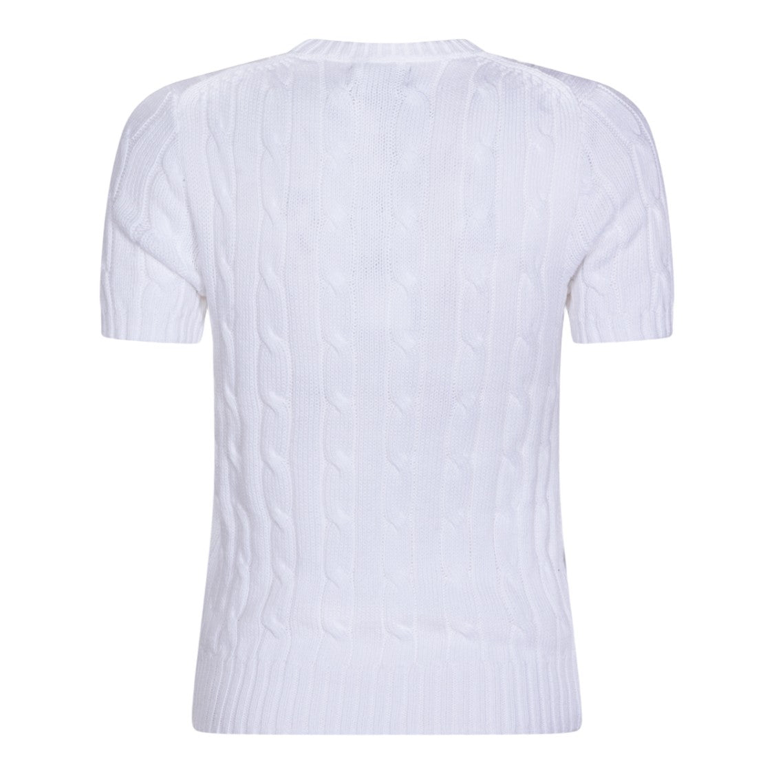 Polo Ralph Lauren Classic White Sweater With Ribbed Hemline And Cuffs