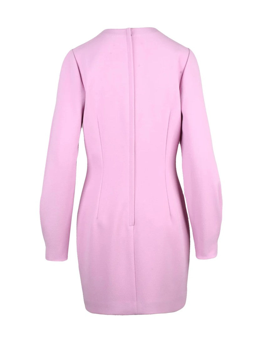 Dolce & Gabbana Short Crew Neck Dress With Puff Sleeves And Back Zip Closure