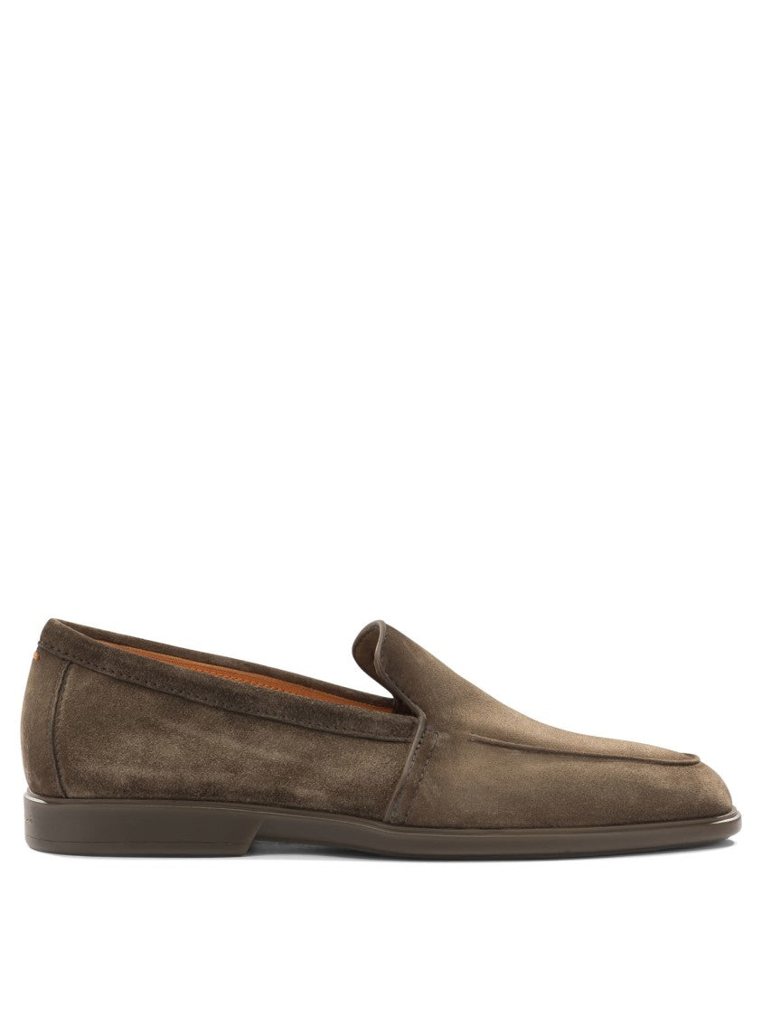 Santoni Brown Suede Moccasins