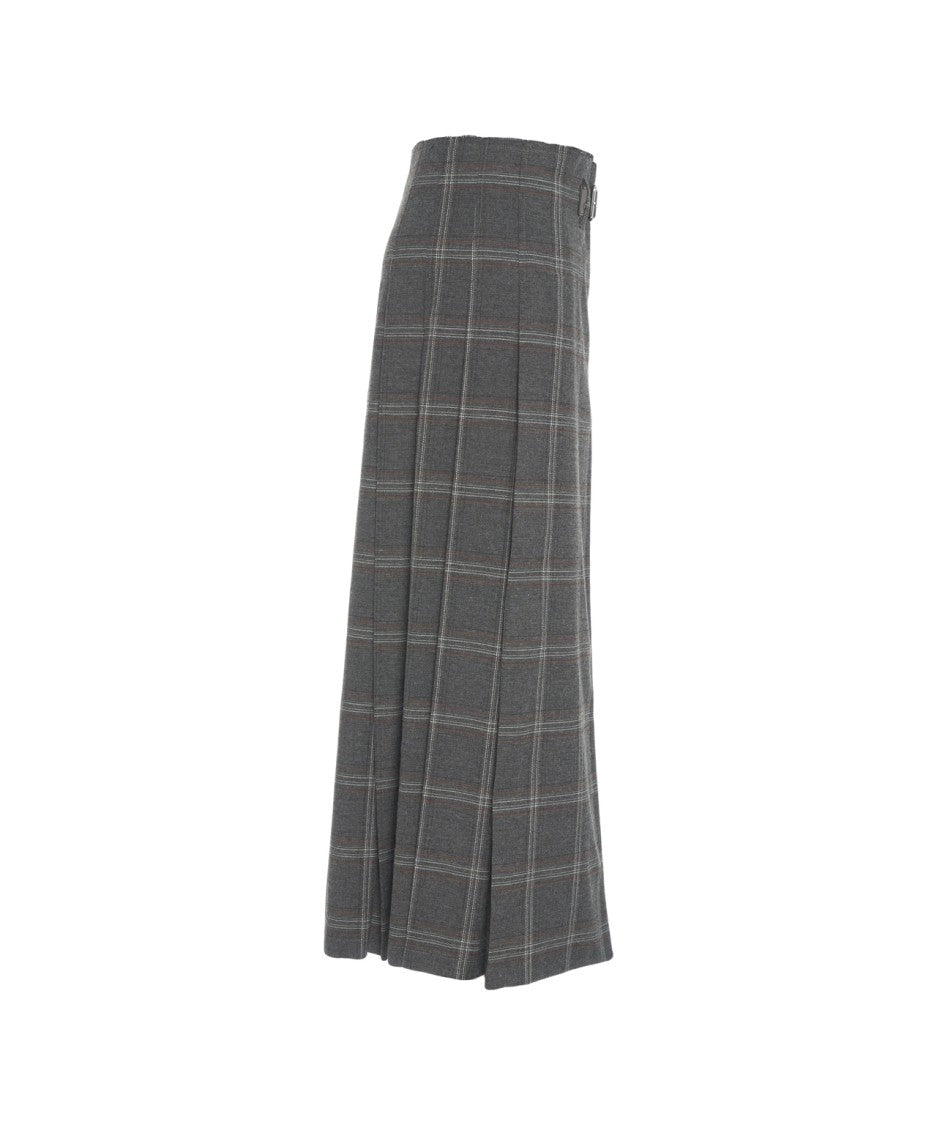 Department Five Maxi Skirt With Captivating Check Pattern And Pleated Design