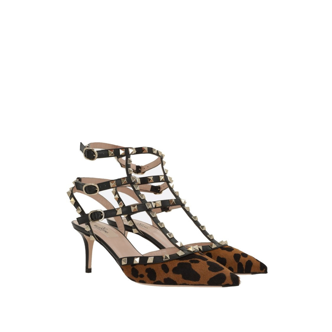 Valentino Garavani Pointed-Toe Leopard Print Rockstud Pumps