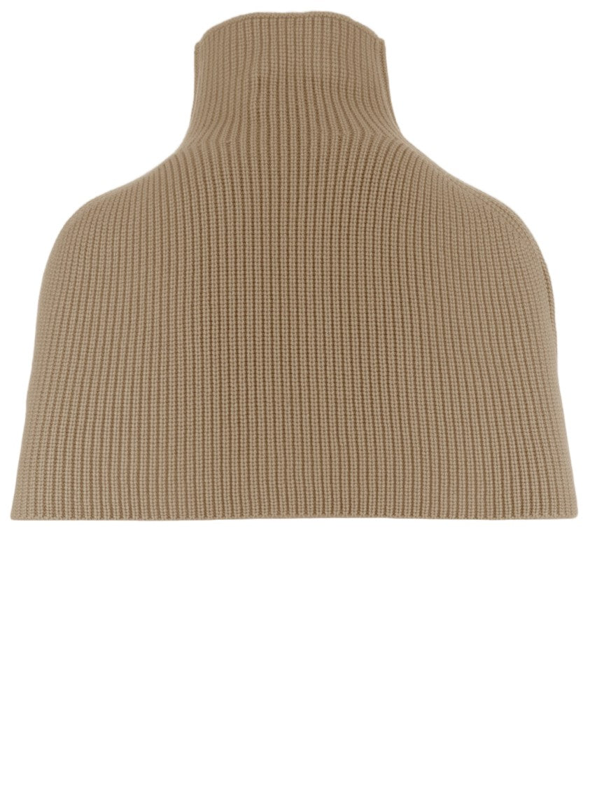 Sa Su Phi Beige High-Neck Knitted Cashmere Scarf