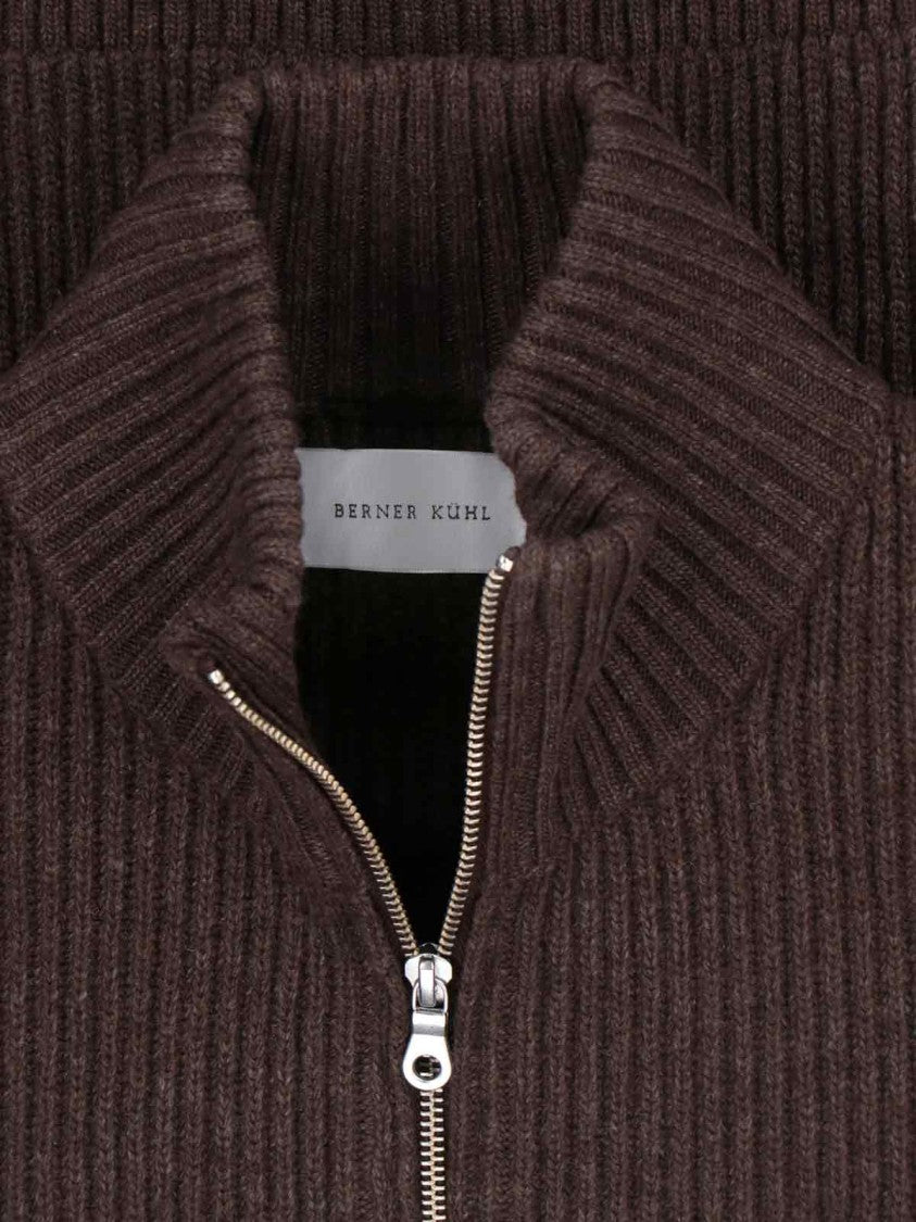 Berner Kuhl Brown Full Zip Wool Sweater