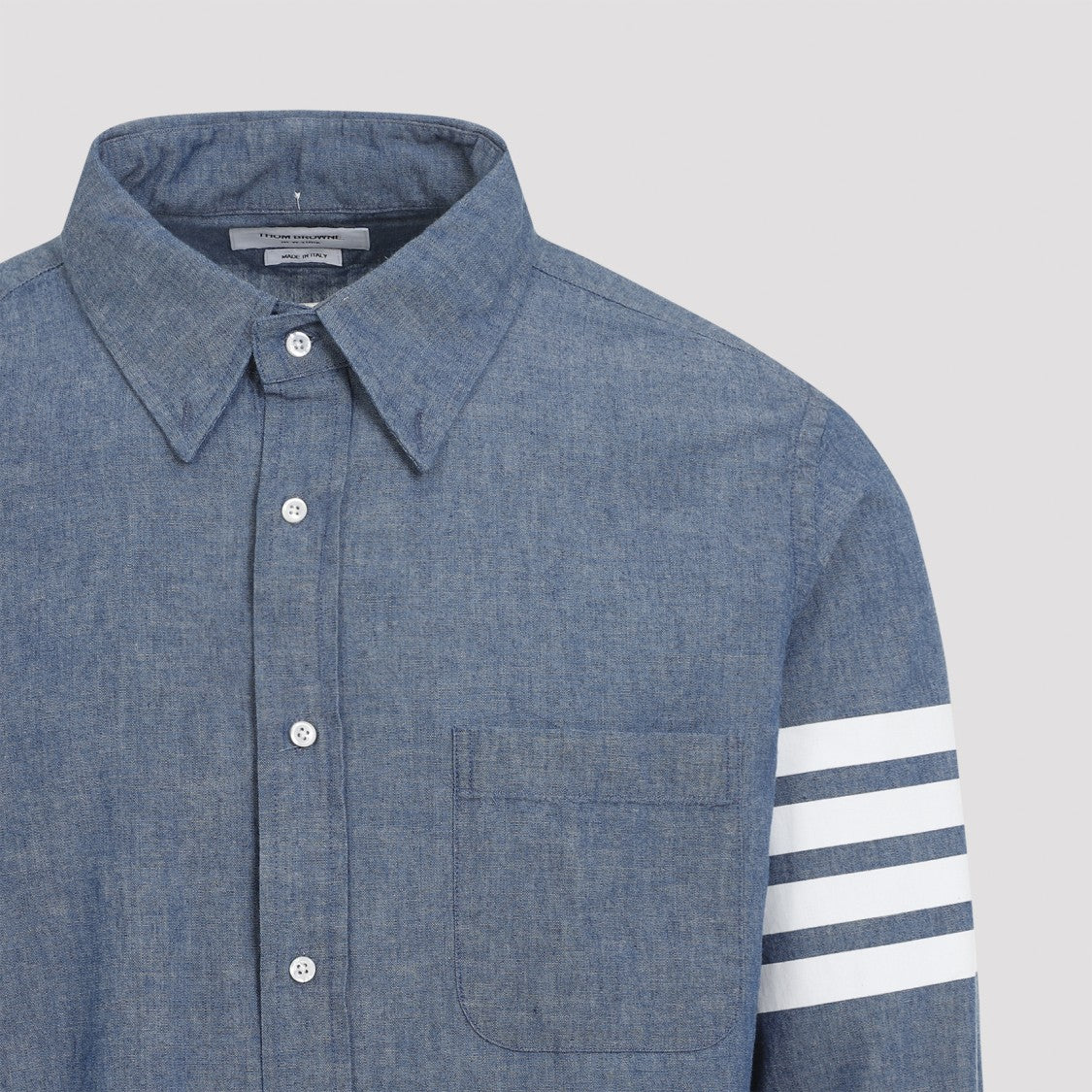 Thom Browne Blue Cotton Straight Fit Shirt