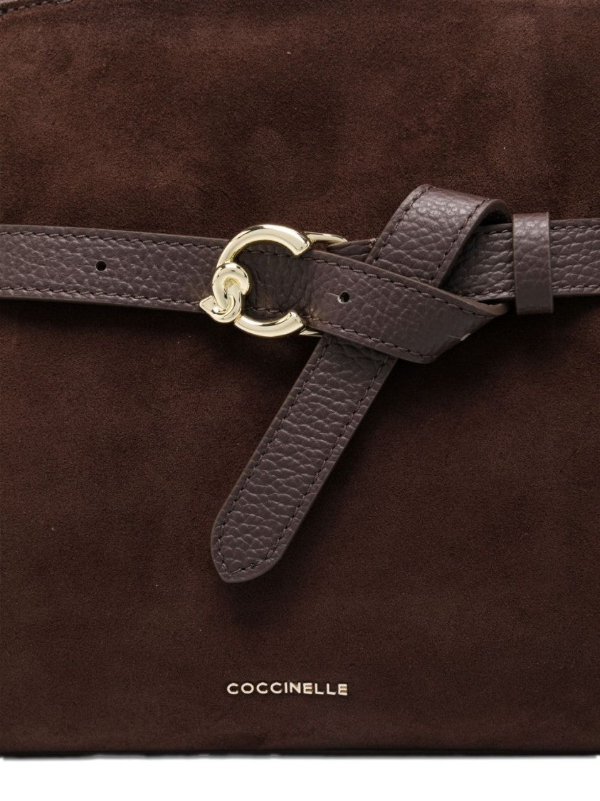 Coccinelle Structured Brown Calfskin Shoulder Bag