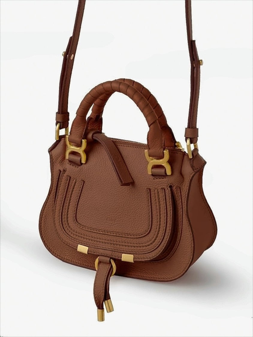 Chloé Structured Brown Calf Leather Tote Bag