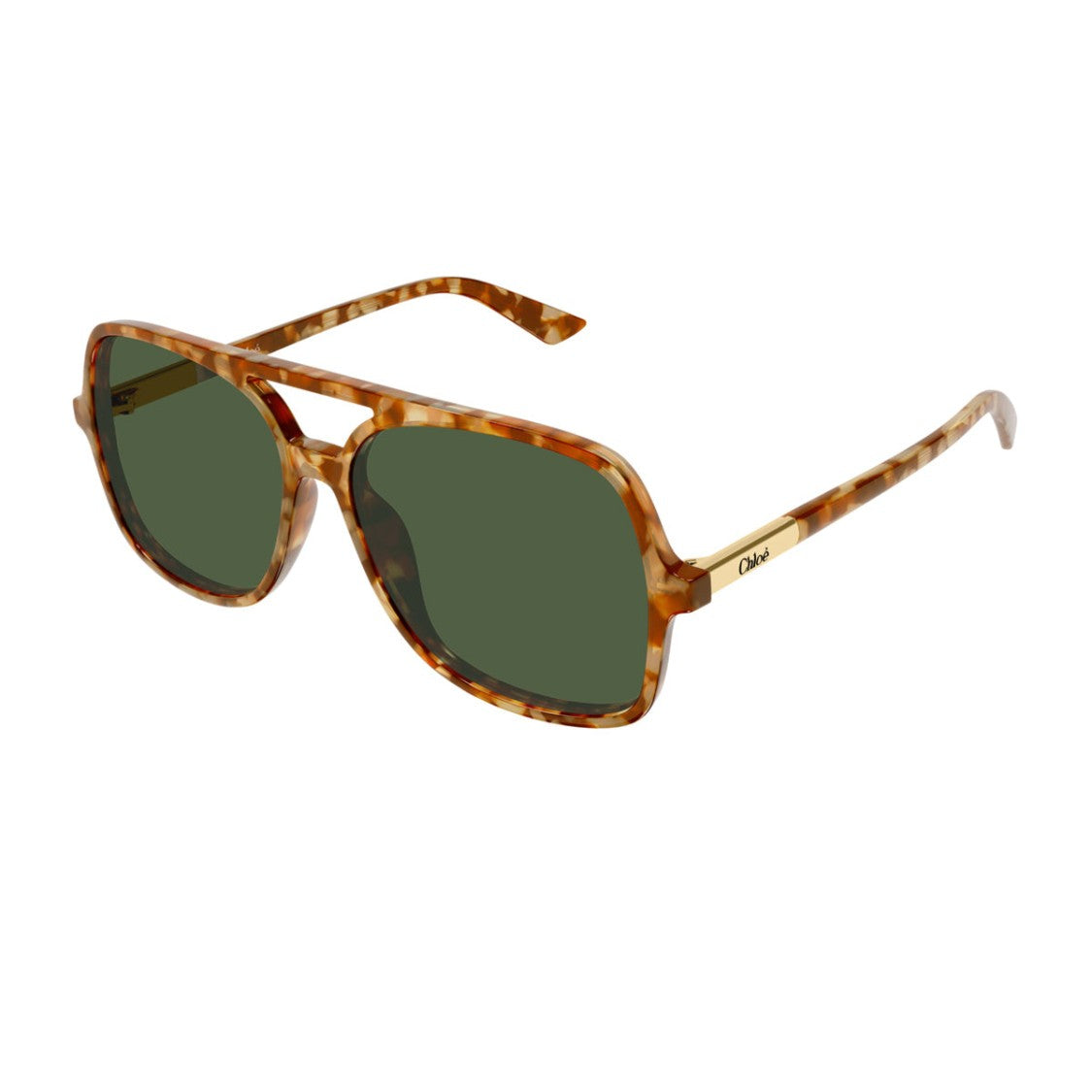 Chloé Havana Ch0364s Oversized Acetate Aviator Sunglasses
