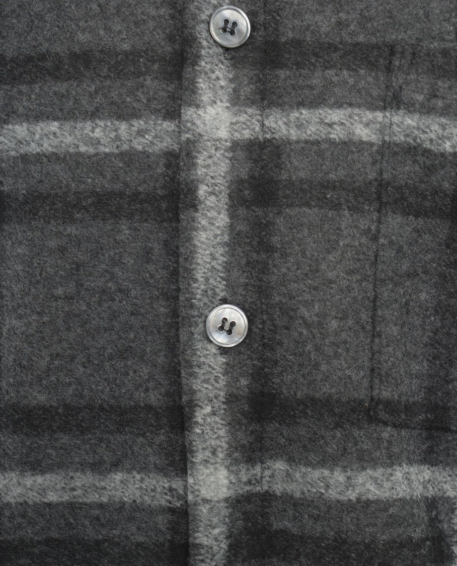 Amaranto Gray Checkered Shirt With Classic Collar And Practical Pocket