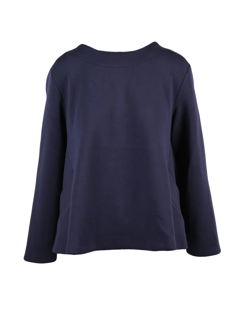 Meimeij Indigo Flared Boat Neck Neoprene Sweatshirt