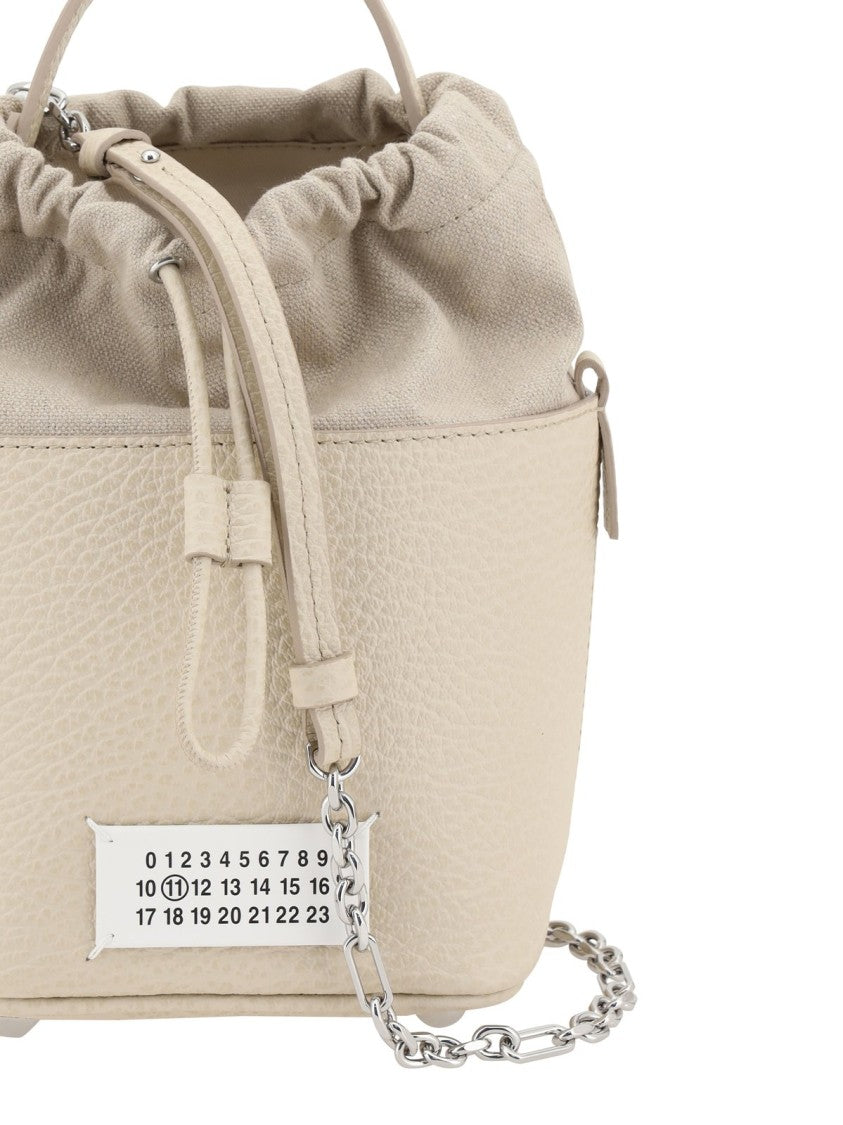 Maison Margiela Textured Calfskin Leather Tote Bag With Drawstring Closure