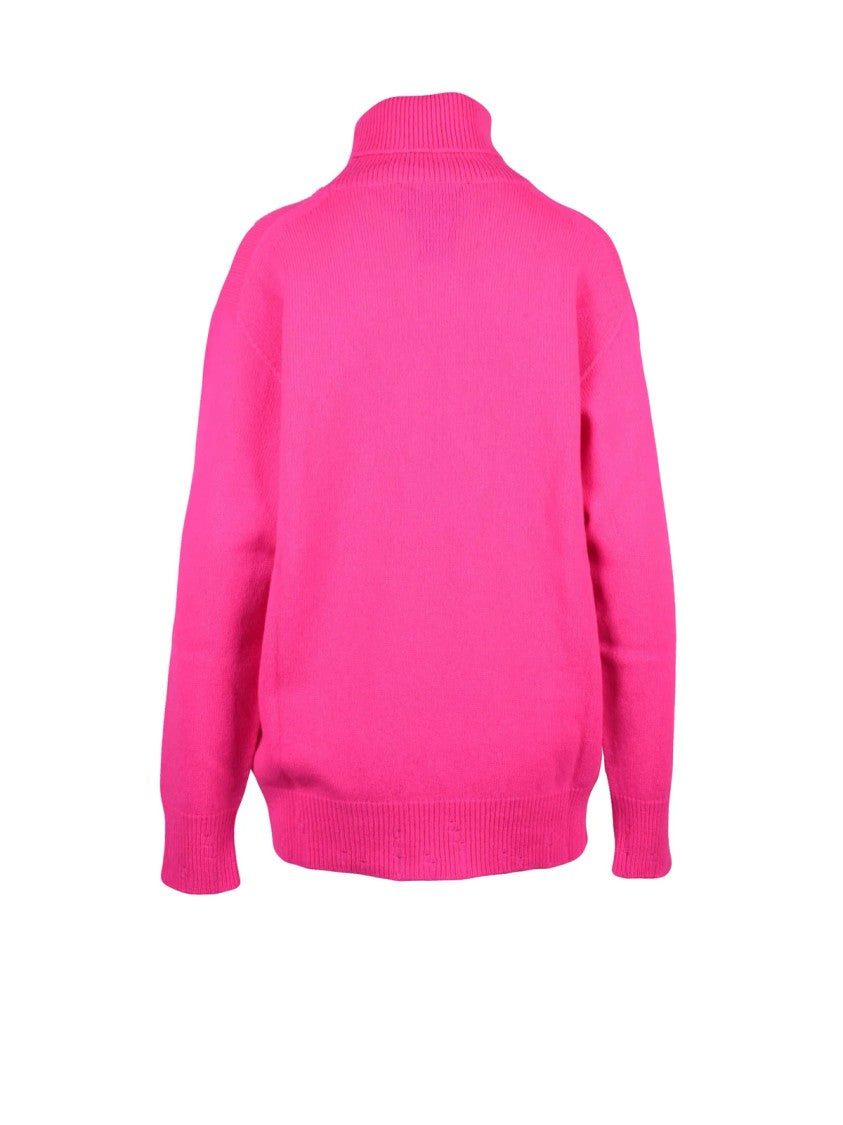 Amaranto Oversized Turtleneck Sweater In Vivid Fuchsia