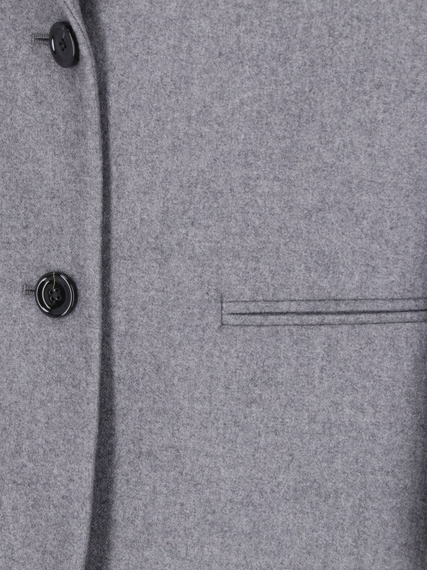 Lardini Grey Single-Breasted Cashmere Blazer
