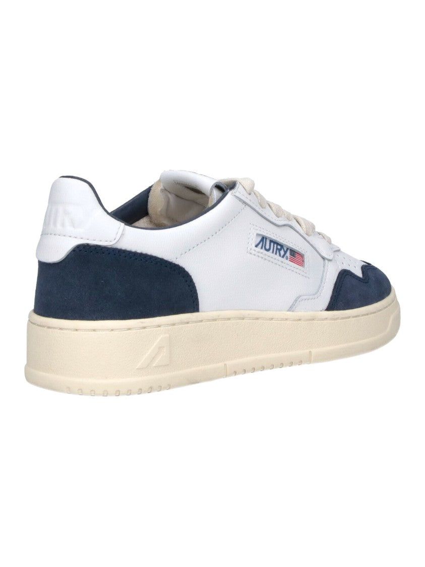 Autry White Medalist Blue Suede Accent Sneakers
