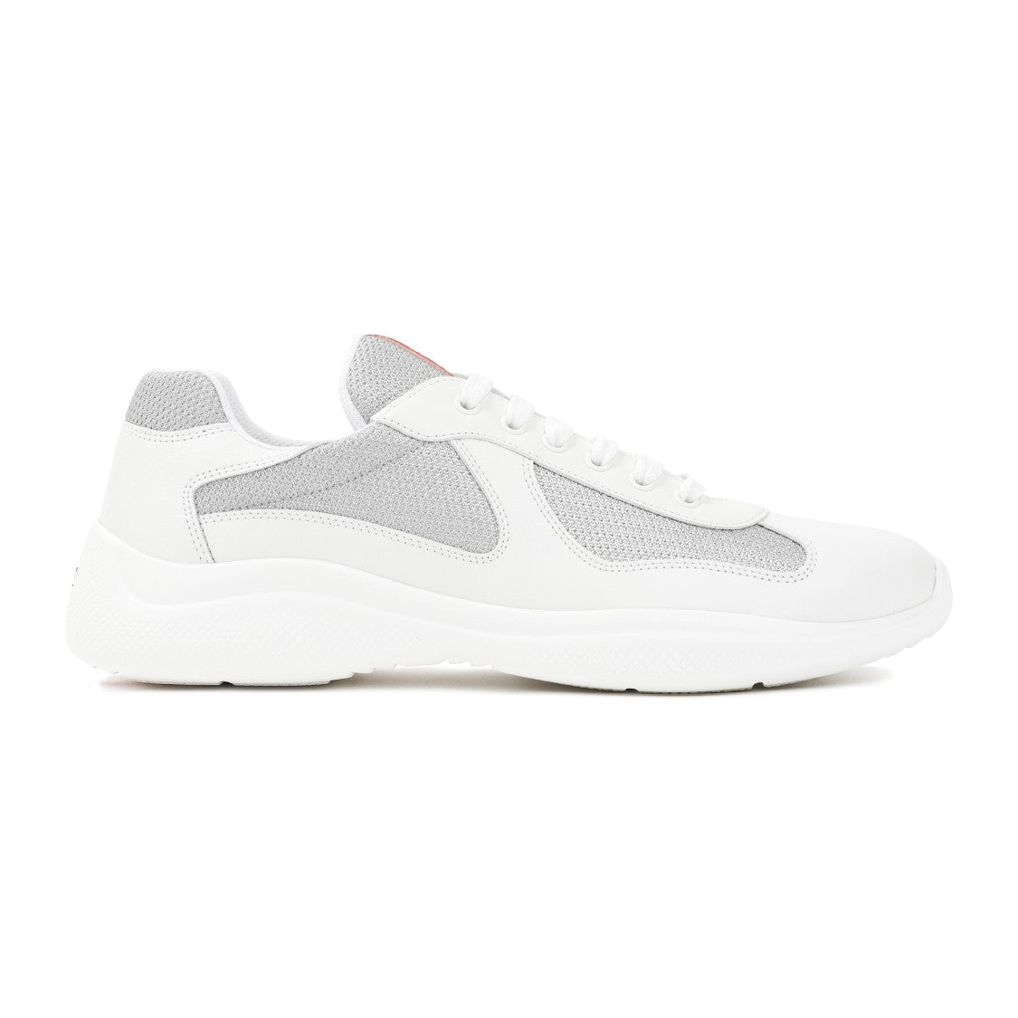 Prada White Leather And Mesh Americas Cup Sneakers