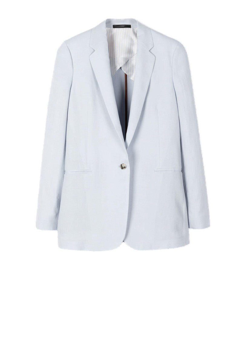 Paul Smith Pale Blue Linen Blazer With One-Button Closure
