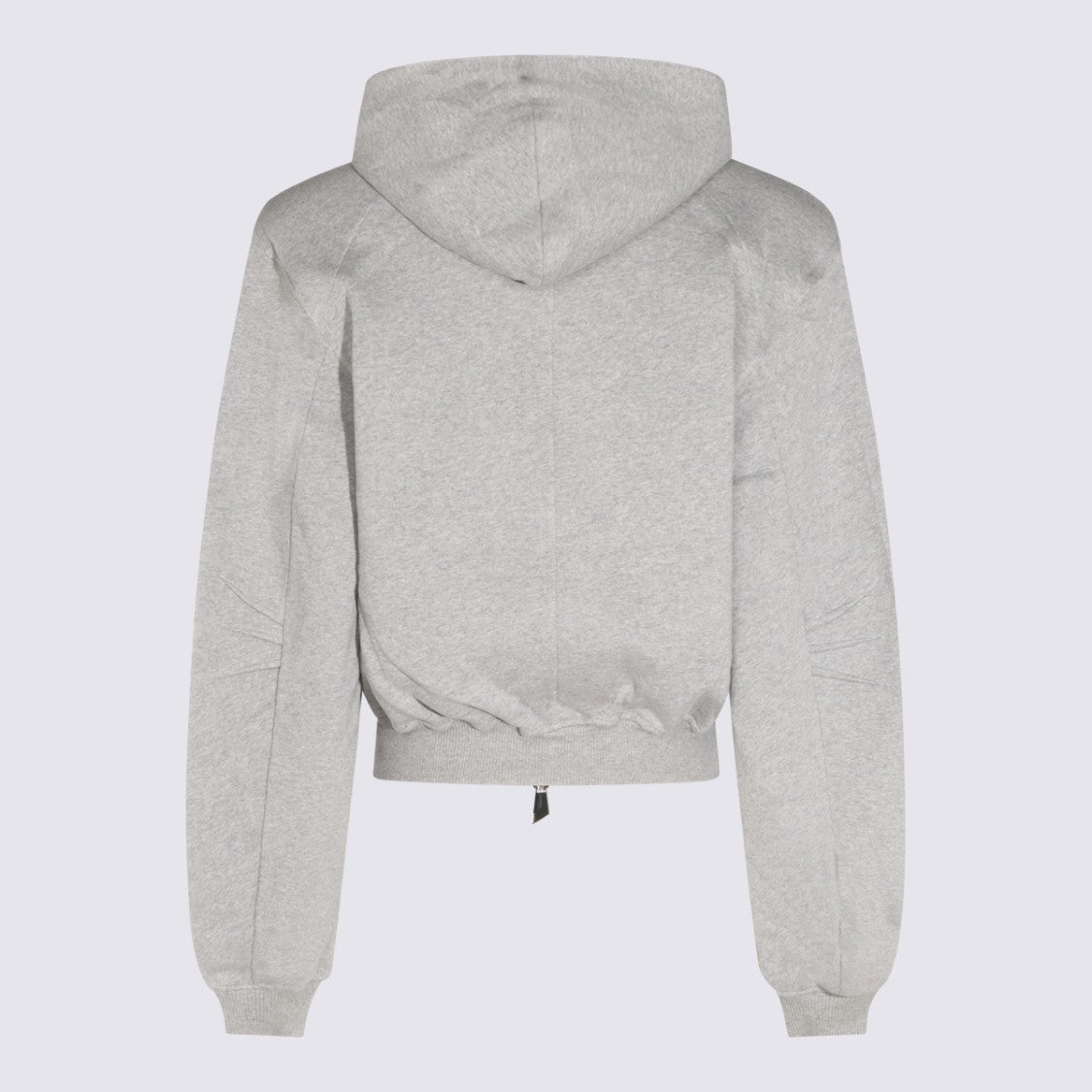 The Attico Heather Grey Hoodie With Fitted Ribbed Waistband And Cuffs