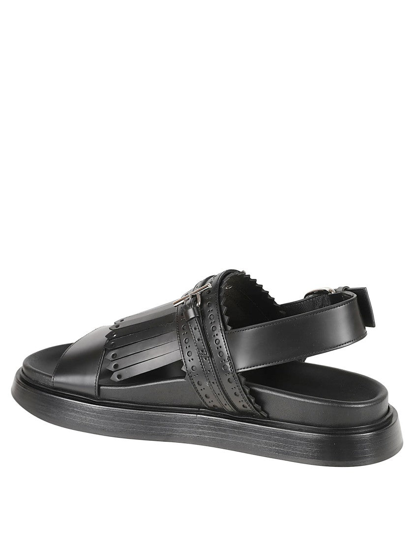 Alexander Mcqueen Flat Sandals With Perforated Strap