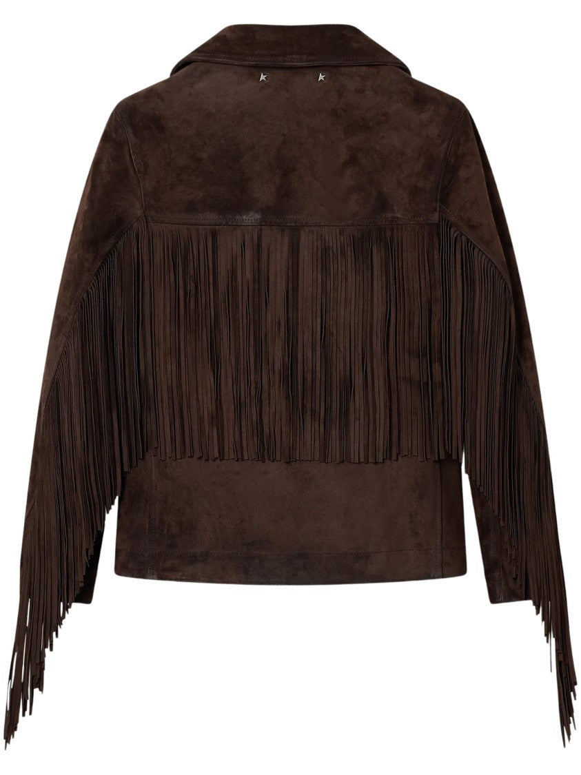 Golden Goose Waxed Calf Leather Fringed Journey Jacket