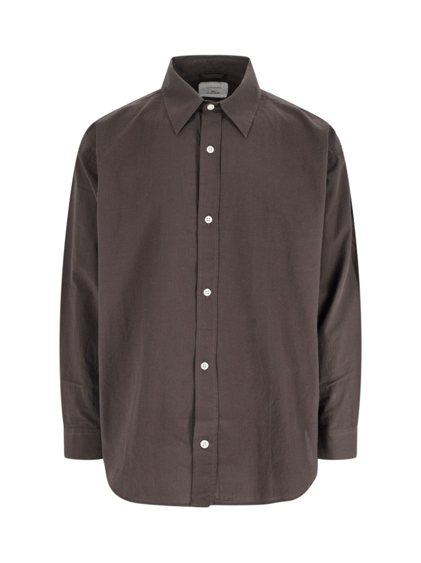 Mfpen Tailored Brown Button-Down Shirt With Clean Design
