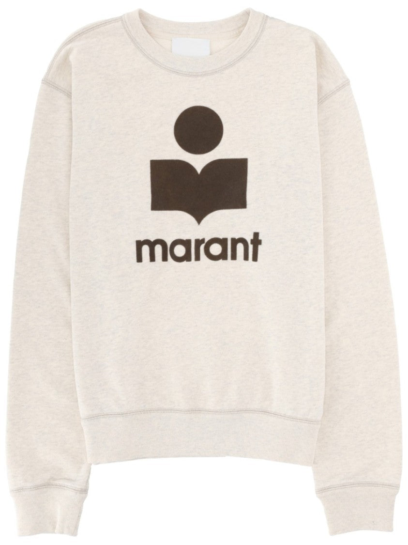 Isabel Marant Beige Mikoy Graphic Logo Cotton Sweatshirt