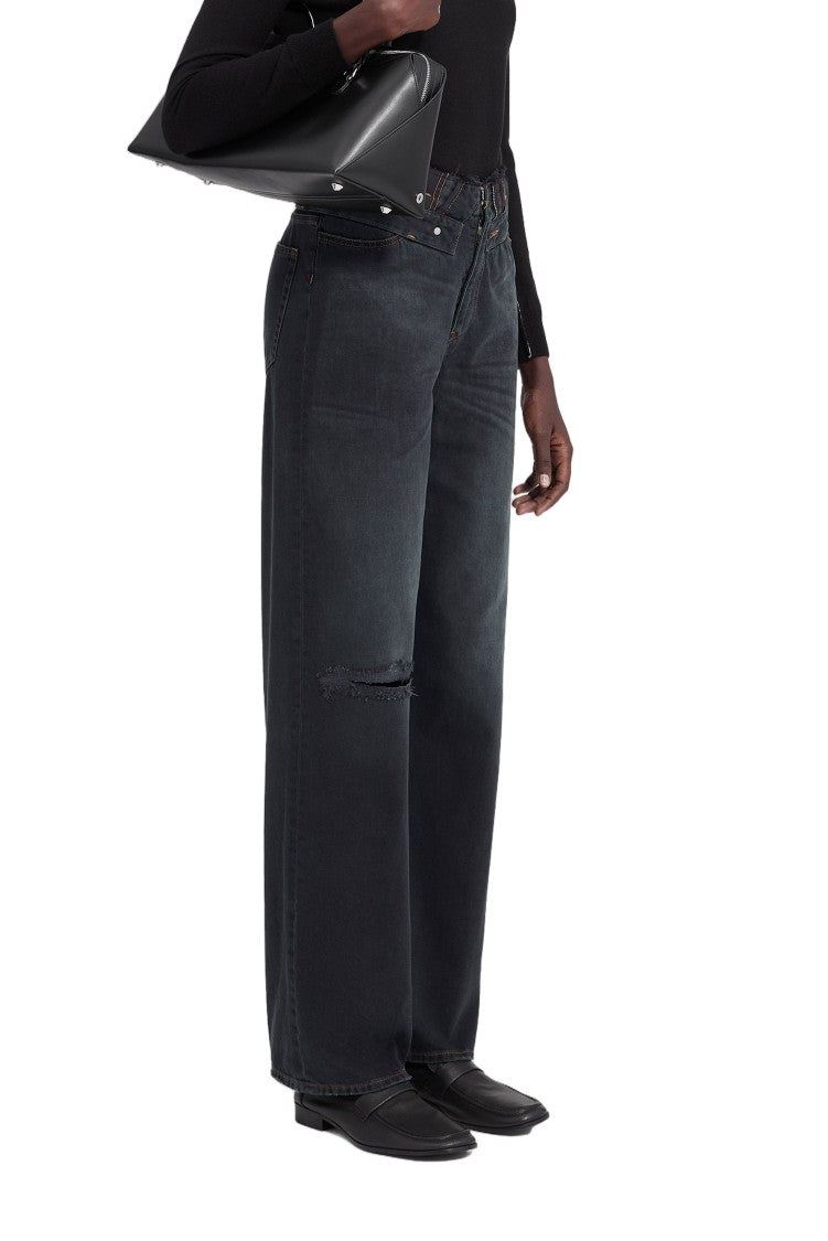 Mm6 By Maison Margiela Wide-Leg Trousers With Classic 5-Pocket Design And Subtle Distress