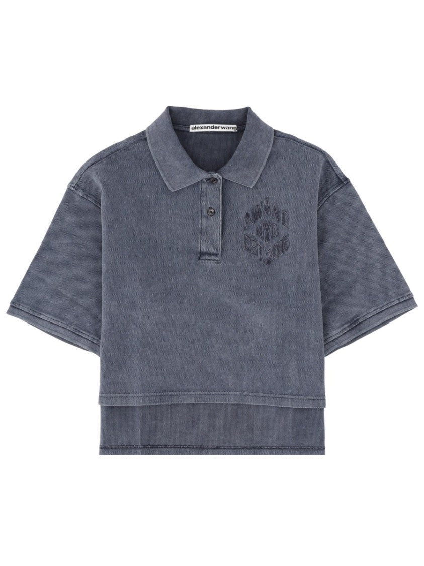 Alexander Wang Oversized Layered Hem Logo Polo Shirt
