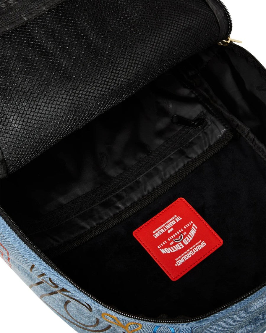 Sprayground Denim-Texture Backpack