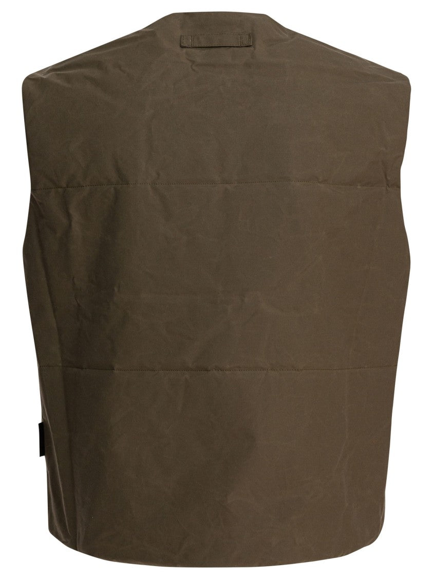 Gr10k Padded Color-Blocked Sleeveless Jacket With Modern Fit