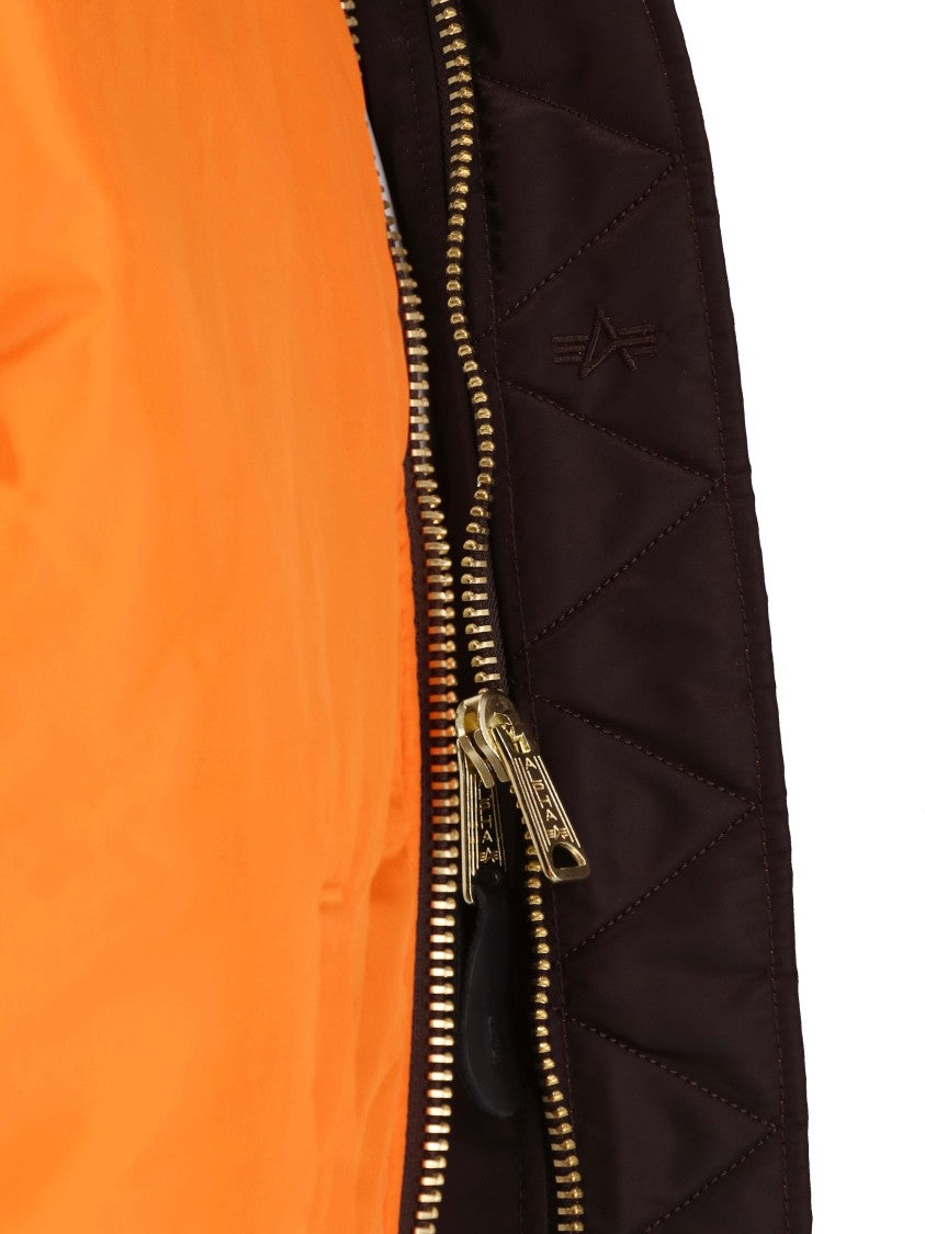 Alpha Industries Brown Nylon Reversible Ma-1 Bomber Jacket