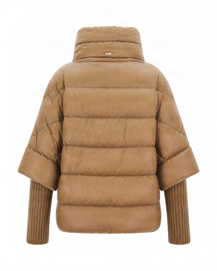 Herno Boxy High-Collar Puffer Jacket With Ribbed Knit Cuffs