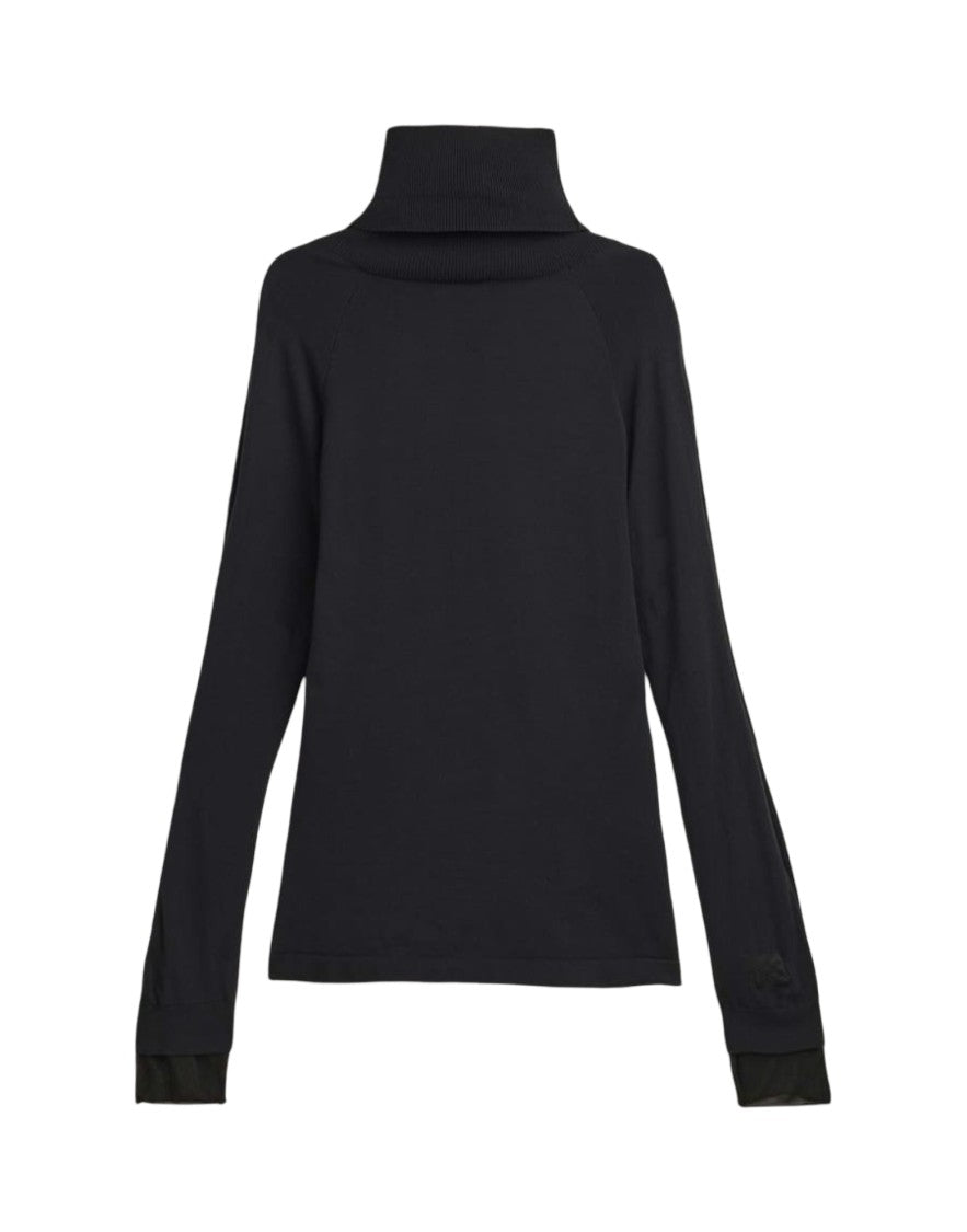 Y-3 Fitted Long-Sleeved Top With High Turtleneck And Sheer Panels