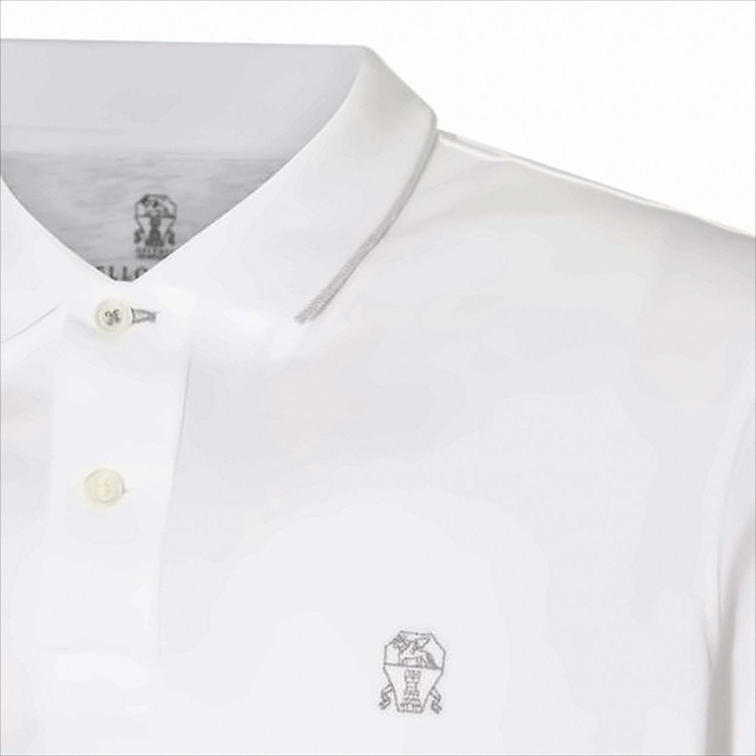 Brunello Cucinelli White Short-Sleeve Polo Shirt