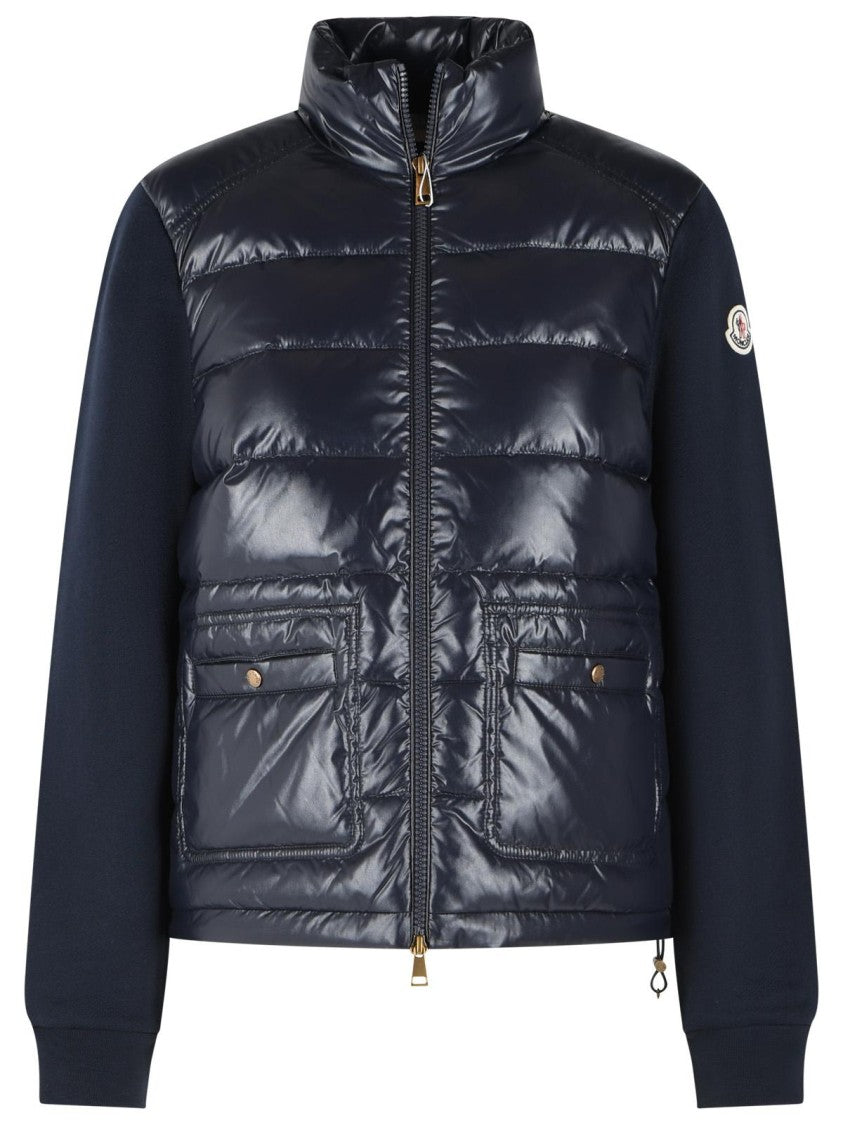 Moncler Blue Cotton Blend Padded Sweater