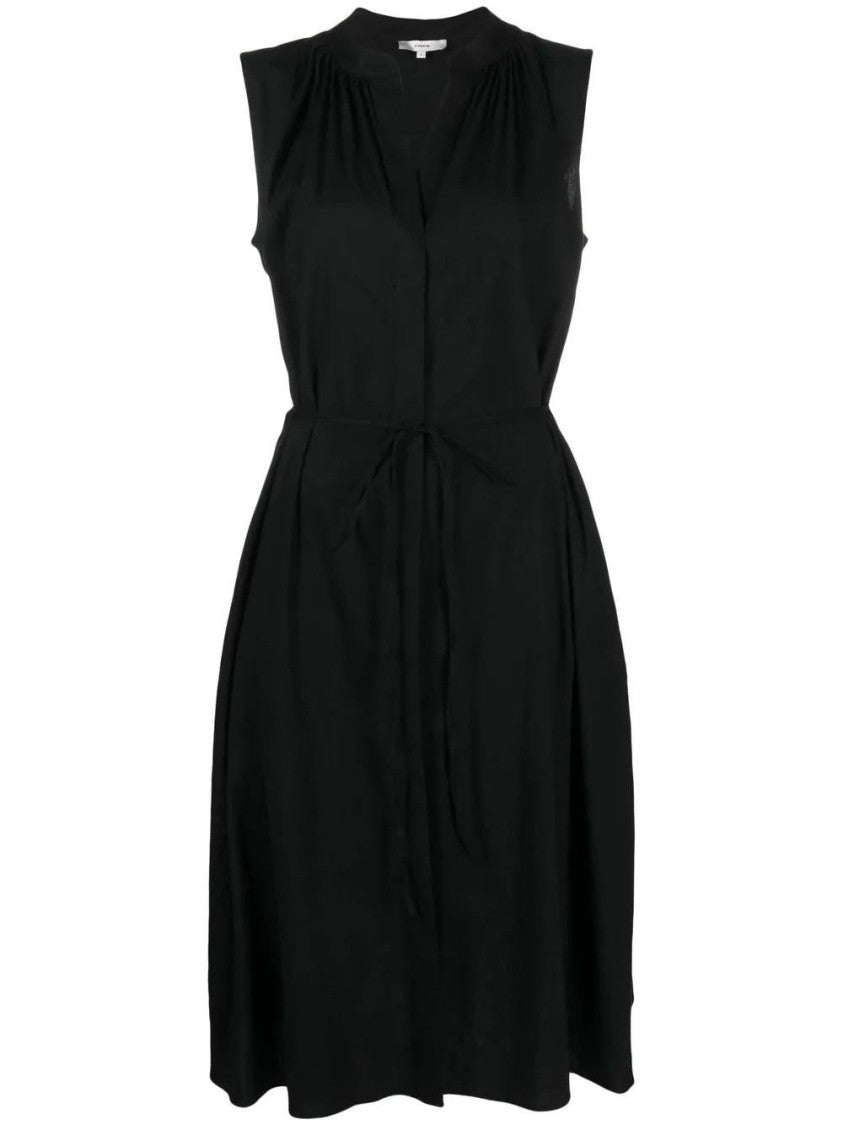 Vince Shirred Band Collar Dress