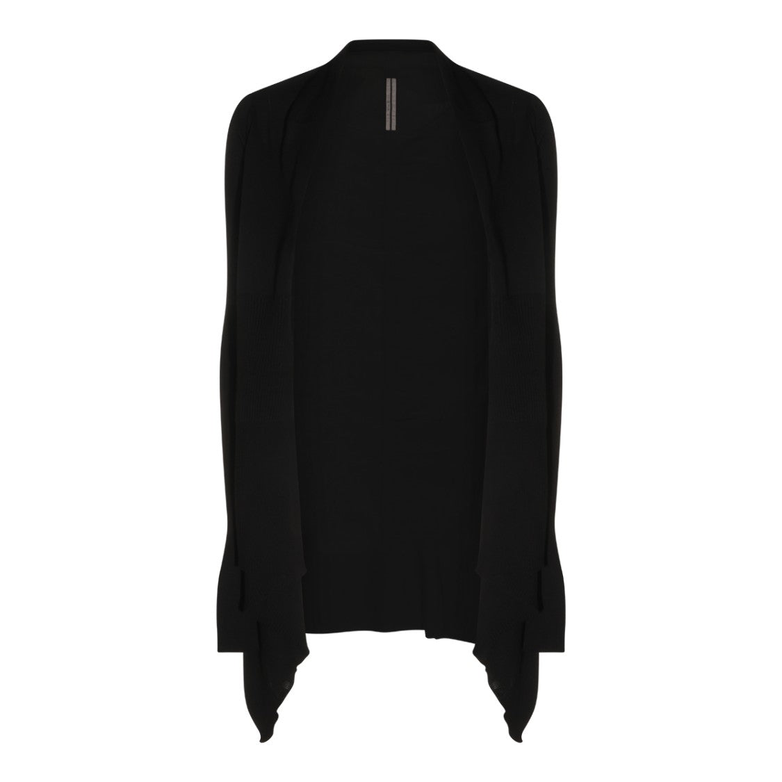 Rick Owens Asymmetrical Black Wool Knit Sweater With Ribbed Texture
