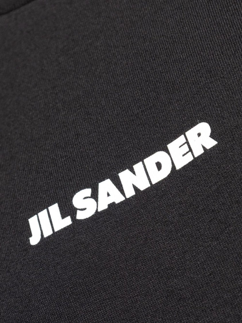 Jil Sander Black Cotton T-Shirt With Logo Detail