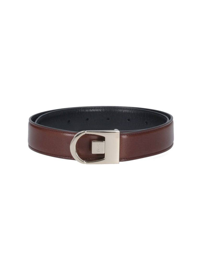 Saint Laurent Reversible "Cassandre" Belt – Brown/Black