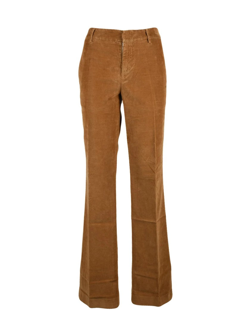 Dondup Beige Straight-Leg Corduroy Cotton-Blend Trousers