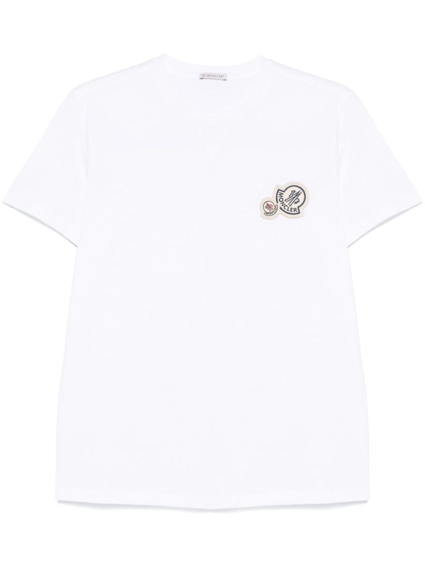 Moncler White Embroidered Patch Short-Sleeve T-Shirt