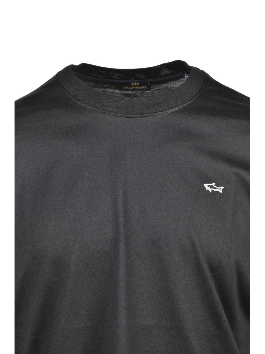 Paul & Shark Classic Black T-Shirt With Subtle Embroidered Logo